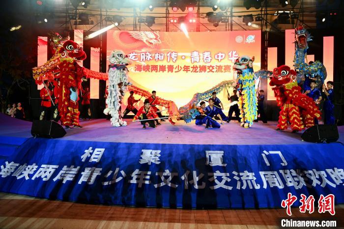 兩岸青少年同臺(tái)呈現(xiàn)龍獅表演?！⊥鯑|明 攝