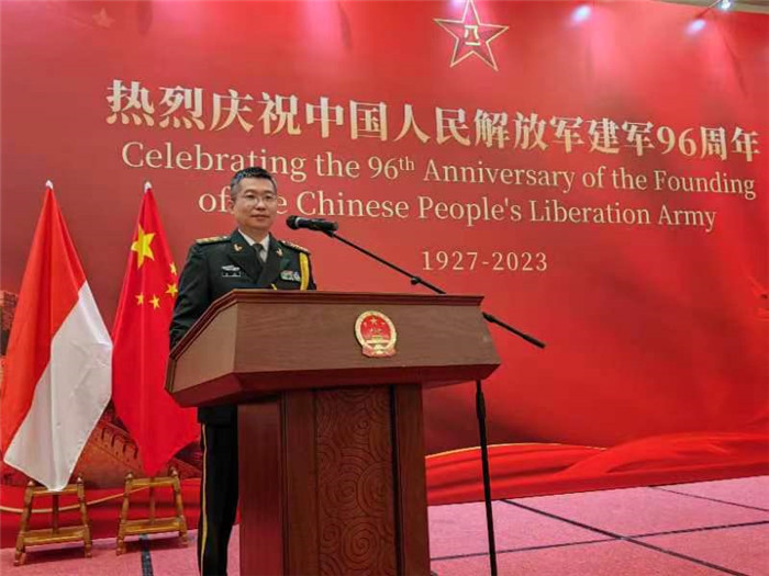 圖為徐勝武官致辭。中國駐印度尼西亞使館供圖
