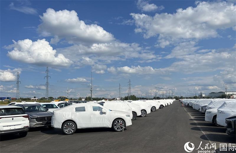 莫斯科別雷拉斯特物流中心內(nèi)的中國品牌汽車。人民網(wǎng)記者 申佳平攝