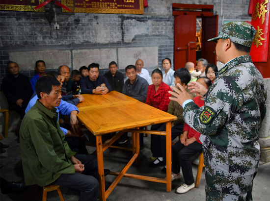 民兵學(xué)習(xí)宣講。受訪單位供圖