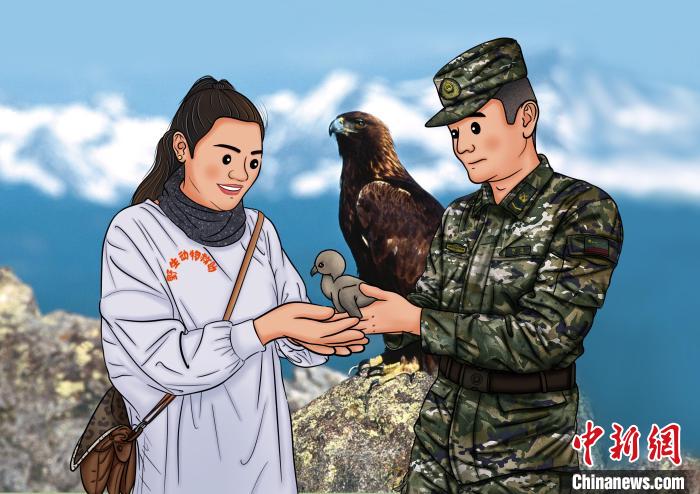 青海武警手繪“環(huán)?！焙蠛粲醣Ｗo高原生態(tài)