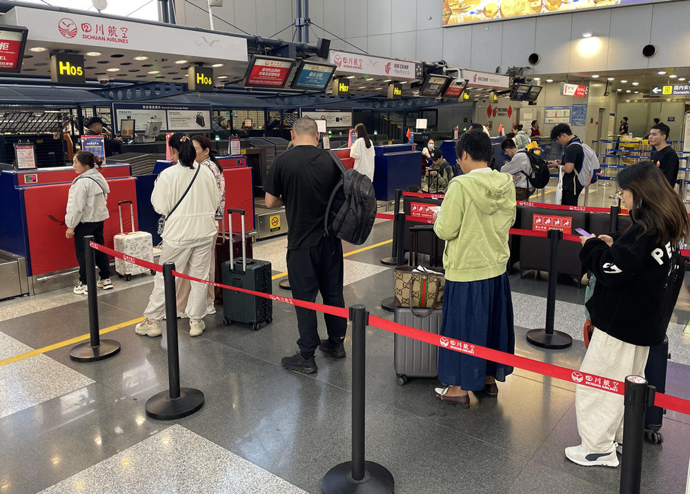 旅客在首都機場排隊辦理登機手續(xù)。人民網(wǎng)記者 喬雪峰攝