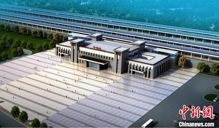 成蘭鐵路松潘站設計效果圖。　中鐵八局供圖