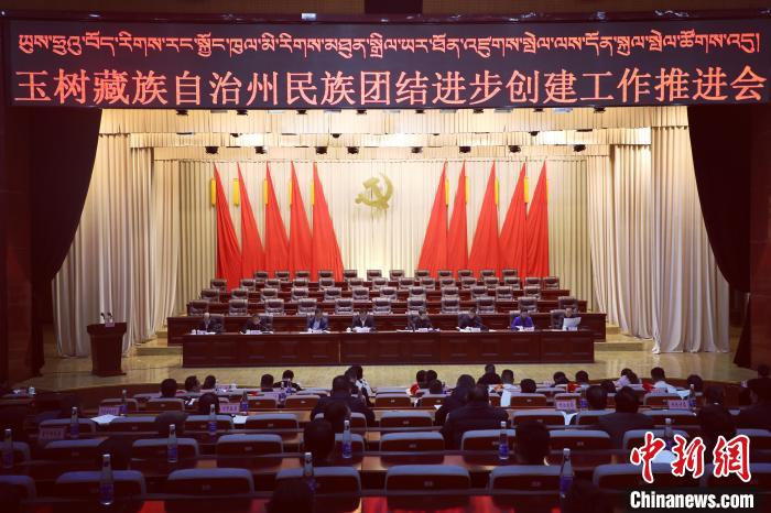 圖為玉樹(shù)州民族團(tuán)結(jié)進(jìn)步創(chuàng)建工作推進(jìn)會(huì)現(xiàn)場(chǎng)?！『F龍 攝