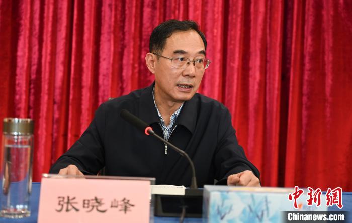 圖為西藏自治區(qū)黨委宣傳部副部長、西藏廣播電視臺黨組書記張曉峰致辭。　趙朗 攝